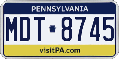 PA license plate MDT8745