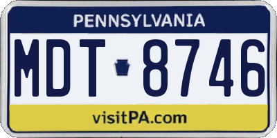 PA license plate MDT8746