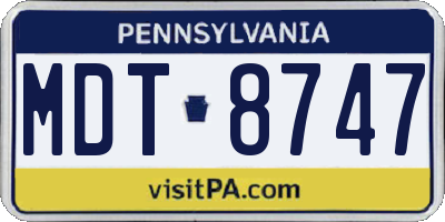 PA license plate MDT8747