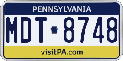 PA license plate MDT8748