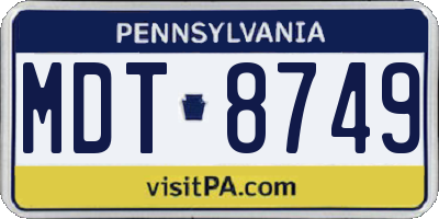 PA license plate MDT8749