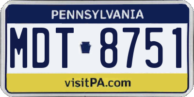 PA license plate MDT8751
