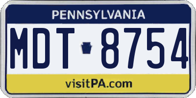 PA license plate MDT8754