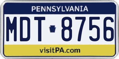 PA license plate MDT8756