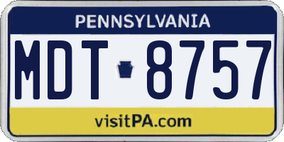 PA license plate MDT8757