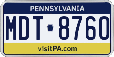 PA license plate MDT8760