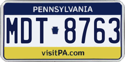 PA license plate MDT8763