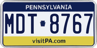 PA license plate MDT8767