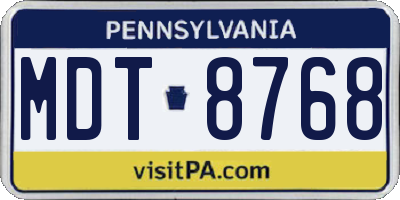 PA license plate MDT8768