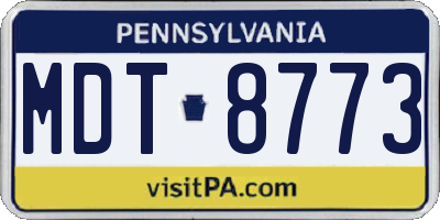 PA license plate MDT8773