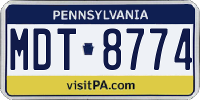 PA license plate MDT8774