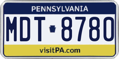PA license plate MDT8780