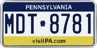 PA license plate MDT8781