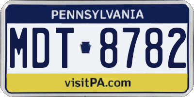 PA license plate MDT8782