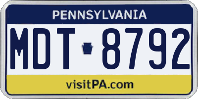 PA license plate MDT8792