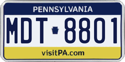 PA license plate MDT8801