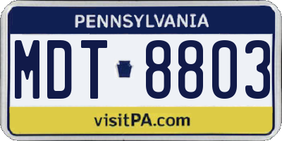 PA license plate MDT8803