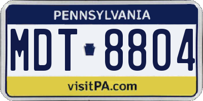 PA license plate MDT8804