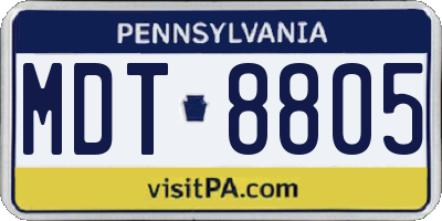 PA license plate MDT8805