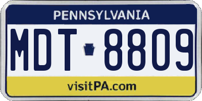 PA license plate MDT8809