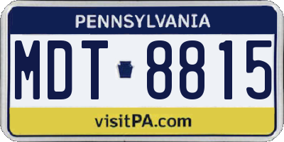 PA license plate MDT8815