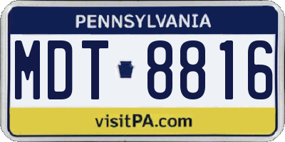 PA license plate MDT8816