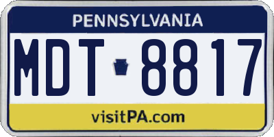 PA license plate MDT8817