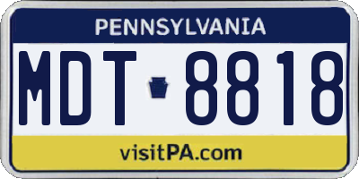 PA license plate MDT8818