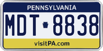 PA license plate MDT8838