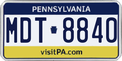 PA license plate MDT8840