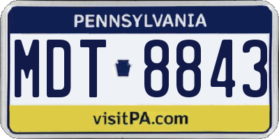 PA license plate MDT8843