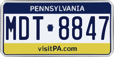 PA license plate MDT8847