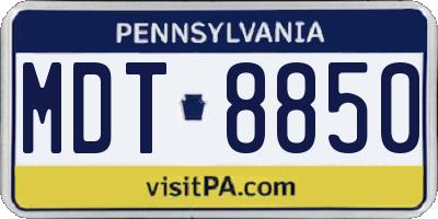 PA license plate MDT8850