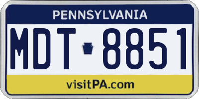 PA license plate MDT8851
