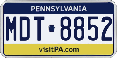 PA license plate MDT8852