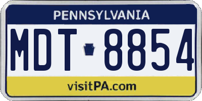 PA license plate MDT8854