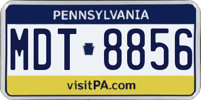 PA license plate MDT8856