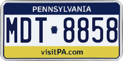 PA license plate MDT8858