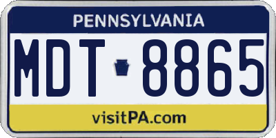 PA license plate MDT8865