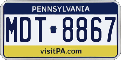 PA license plate MDT8867