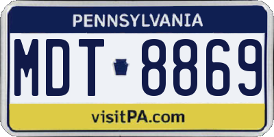 PA license plate MDT8869