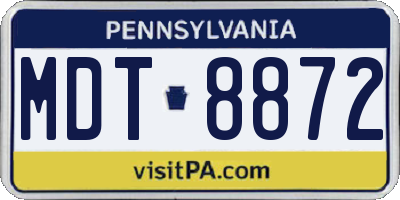 PA license plate MDT8872