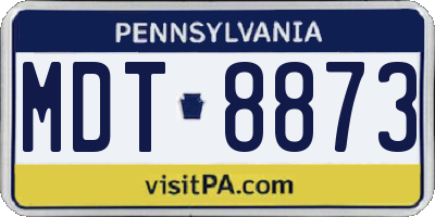 PA license plate MDT8873