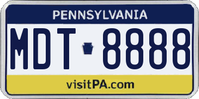 PA license plate MDT8888