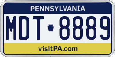 PA license plate MDT8889