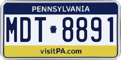 PA license plate MDT8891