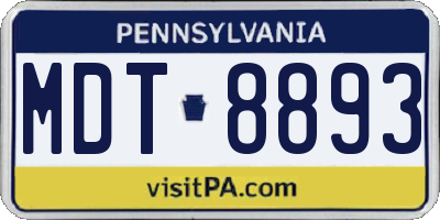 PA license plate MDT8893