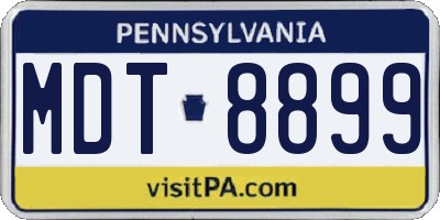 PA license plate MDT8899