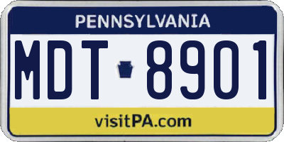 PA license plate MDT8901