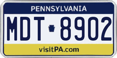 PA license plate MDT8902